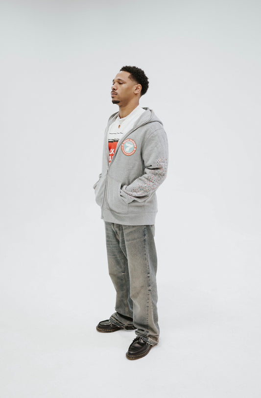 “7” LOGO FULL ZIP HOODIE (HEATHER GRAY)